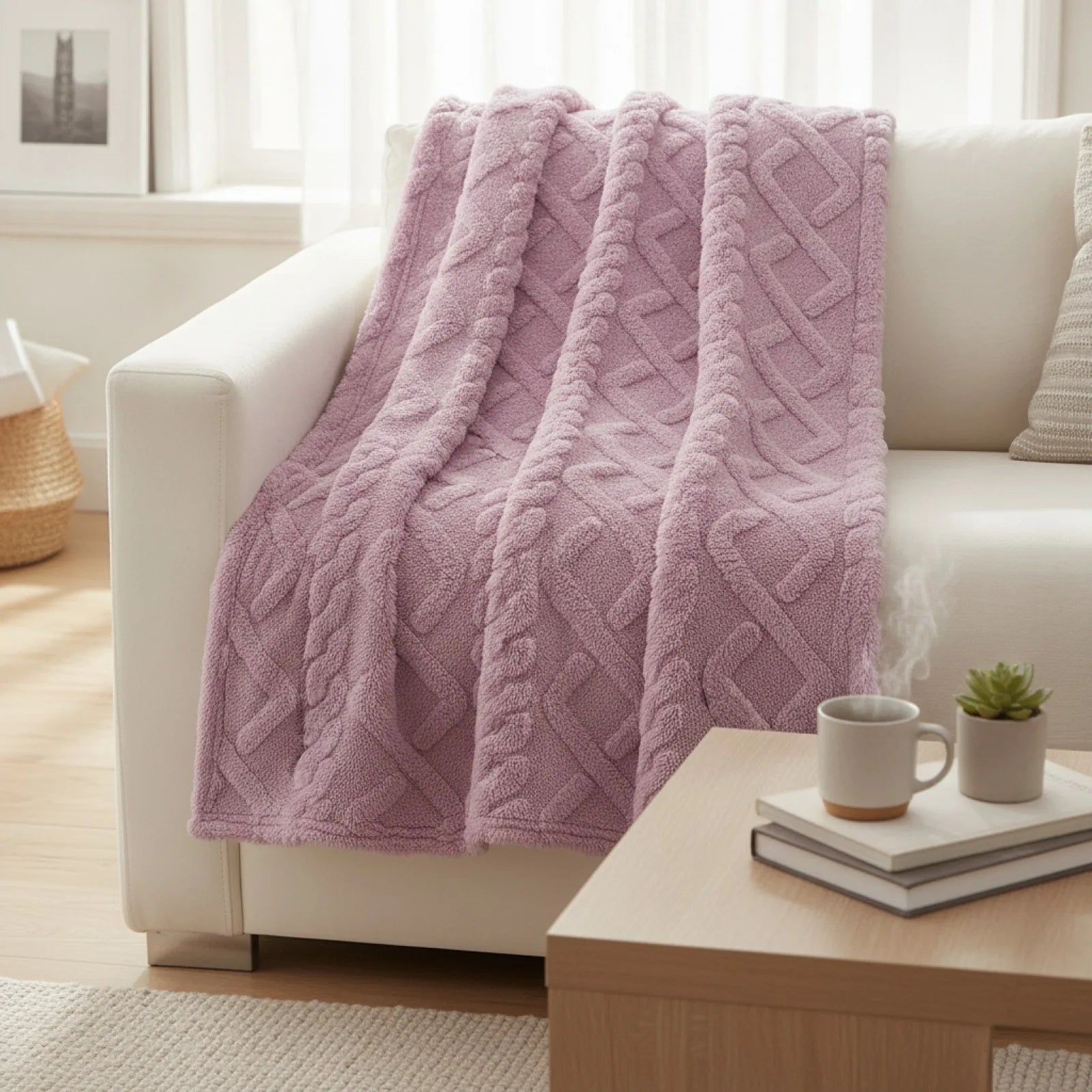 Couverture Sherpa Douce et Chaude Violet
