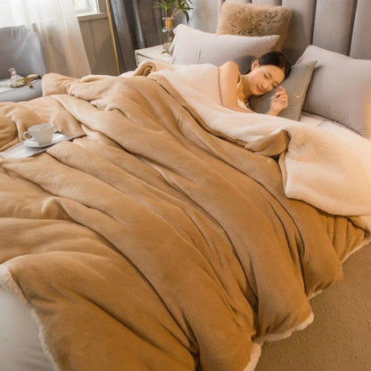 Couverture Laine Double Face Chaleur Hivernale Camel
