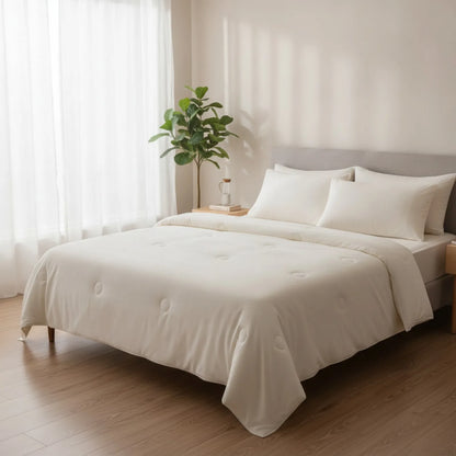Couette d'été rafraîchissante en soie glacée blanc pur