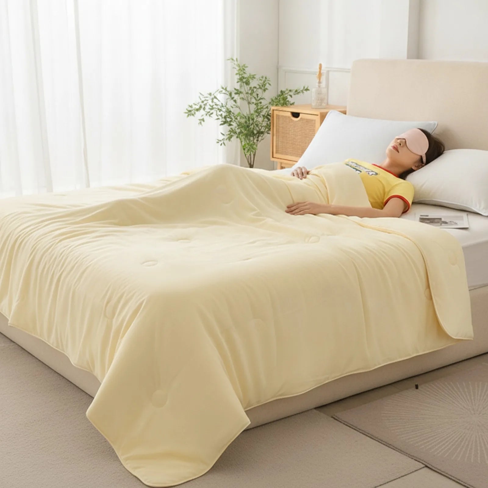 Couette d'été Soie Glacée Jaune Éclatant