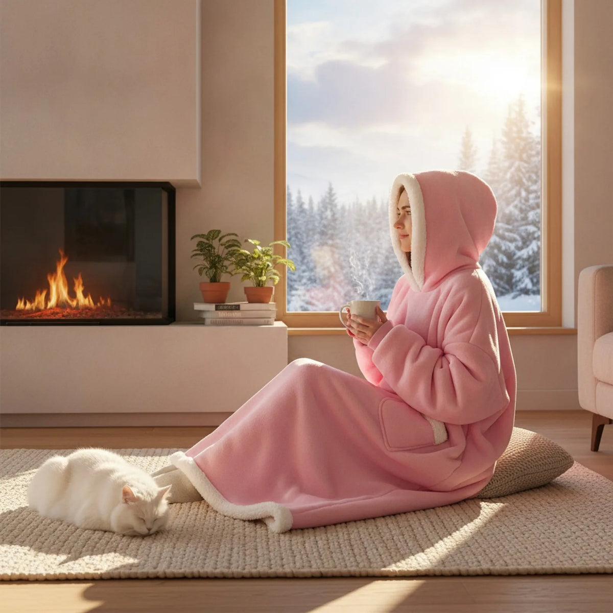 Couverture Pyjama Géante Flanelle Rose
