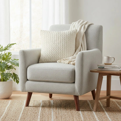 Housse Coussin Bohème Moderne Velours Beige Rayé