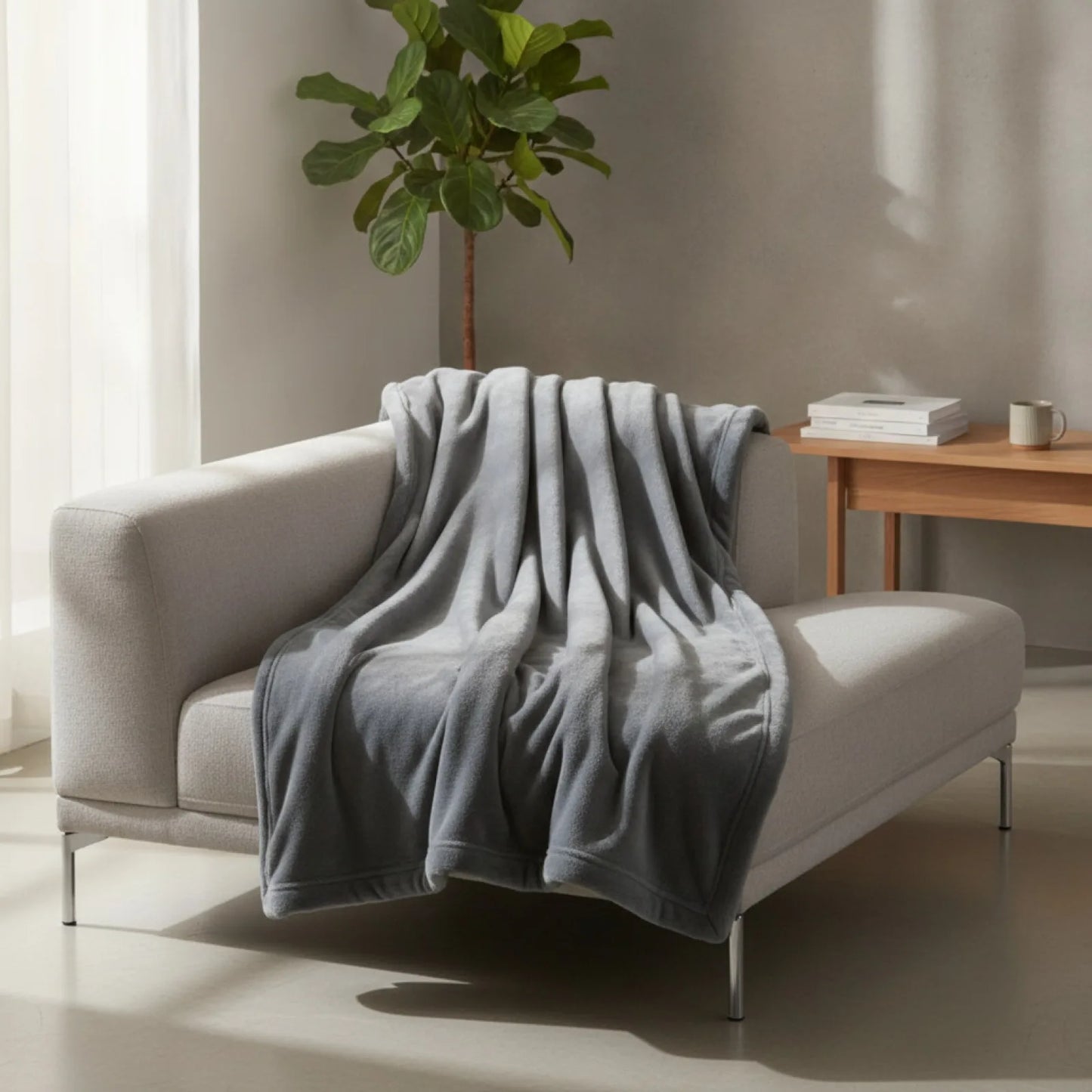 Couverture Peluche Douce et Chaude Gris