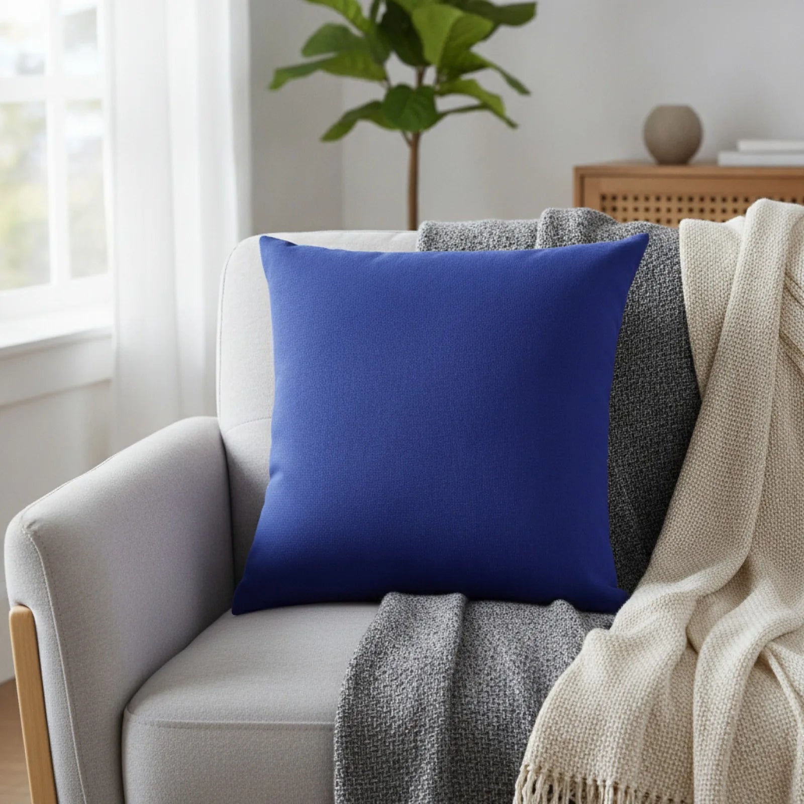 Housse de Coussin Bleu Royal Uni