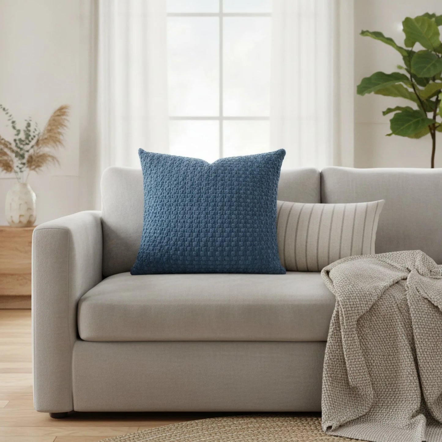 Housse Coussin Velours Côtelé Bohème Moderne Light Blue