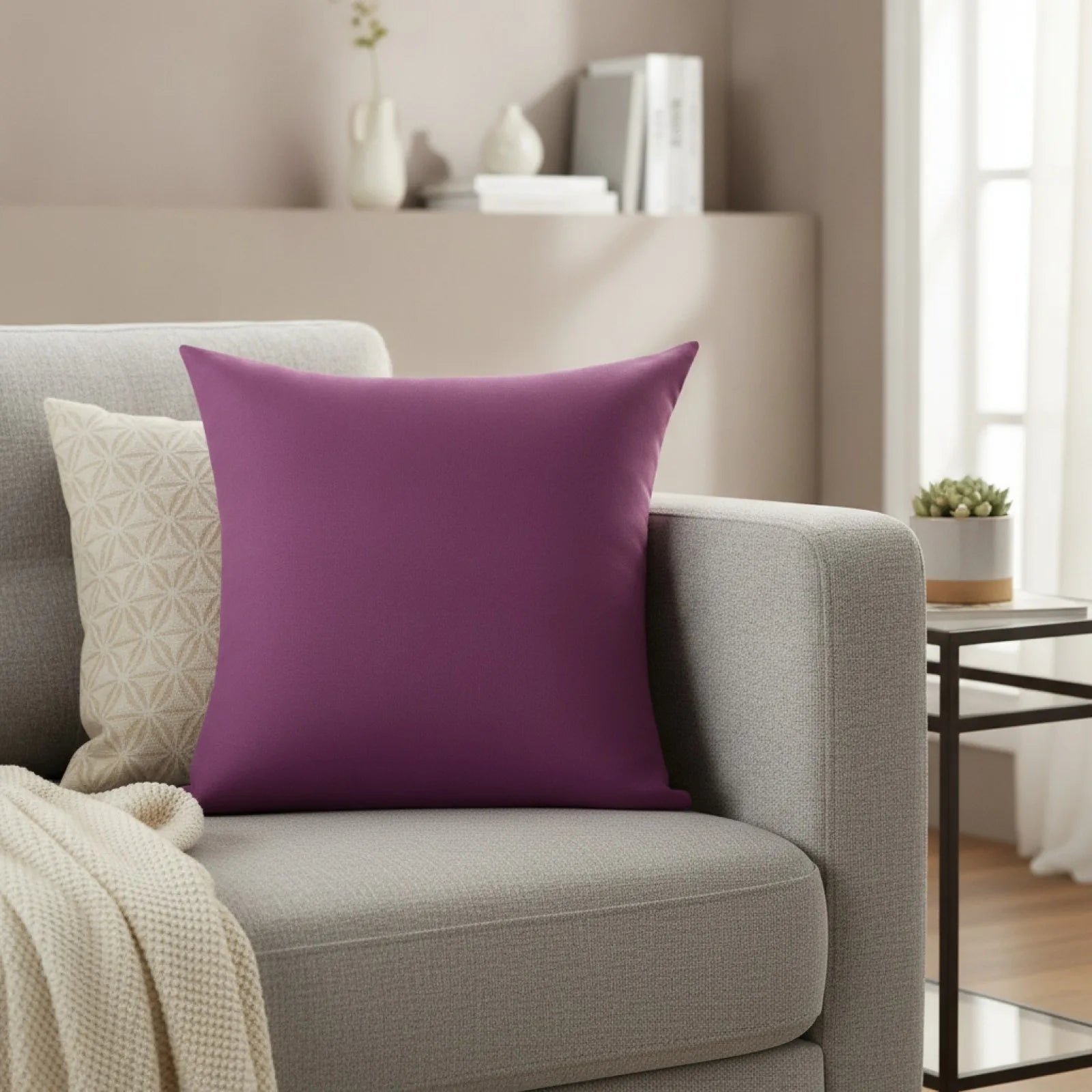 Housse Coussin Deep Purple Uni Déco Confort