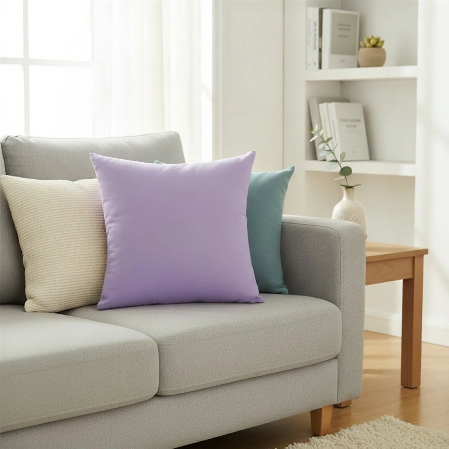 Housse Coussin "Bonbon" Violet Clair Uni