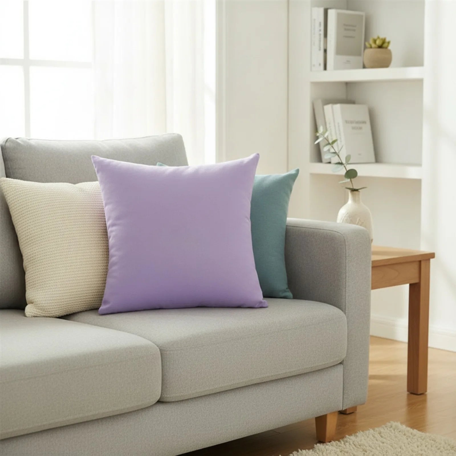 Housse Coussin "Bonbon" Violet Clair Uni
