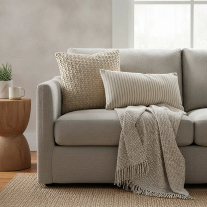 Housse Coussin Velours Côtelé Kaki Bohème Moderne