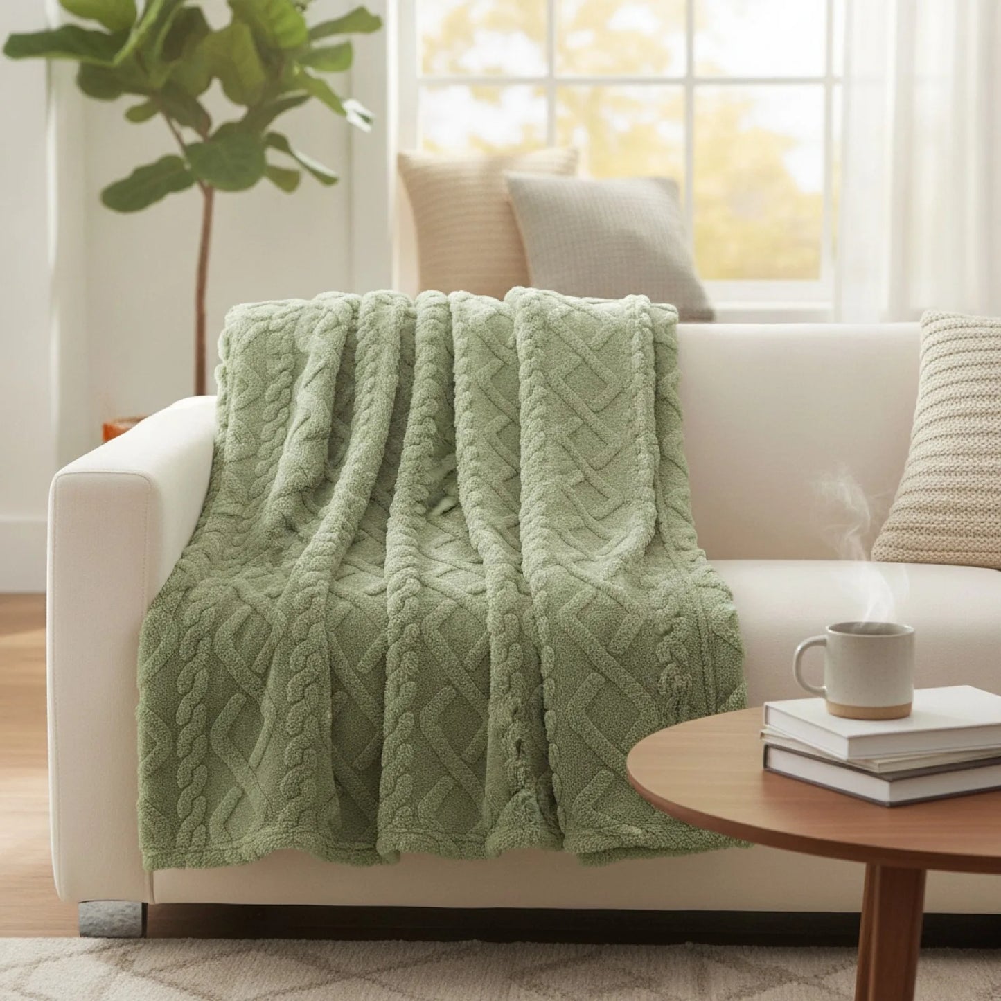 Couverture Sherpa Douceur Hivernale Verte