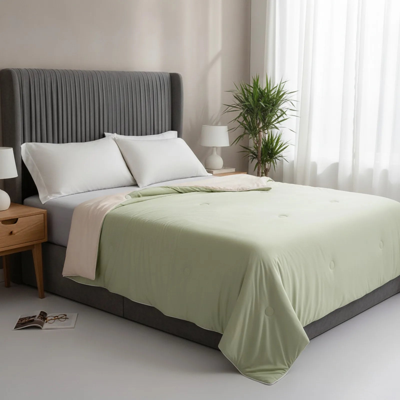 Couette d'Été Soie Glacée Vert Fruit Éclatant