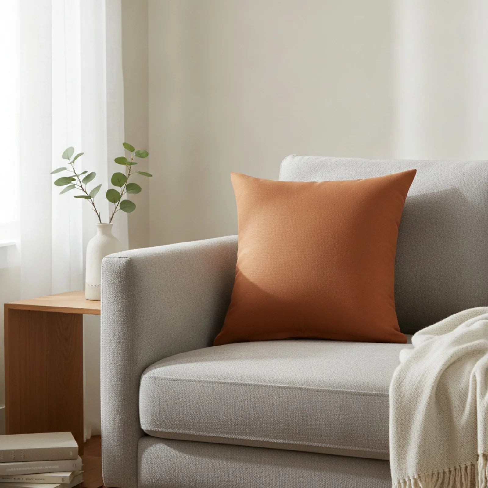 Housse de coussin café clair unie