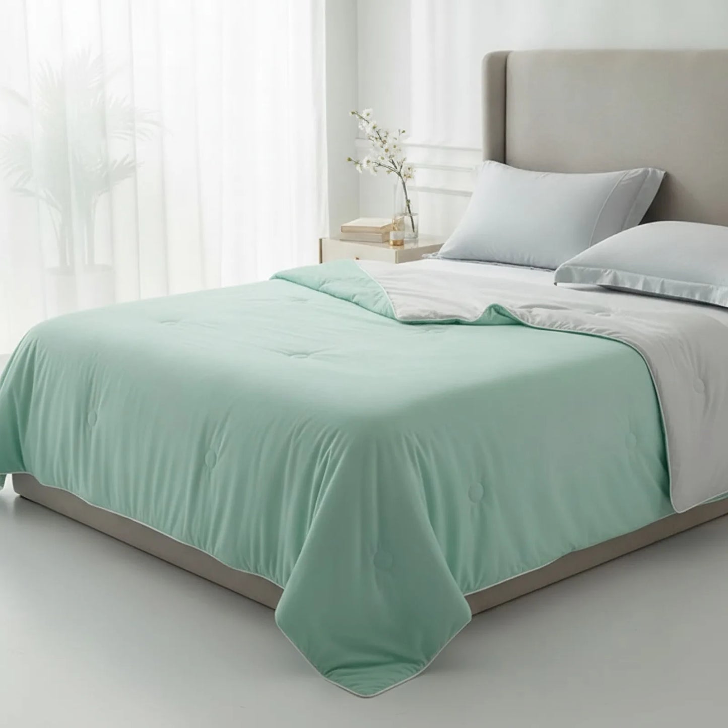 Couette d'été Soie Glacée Pure Aqua Green