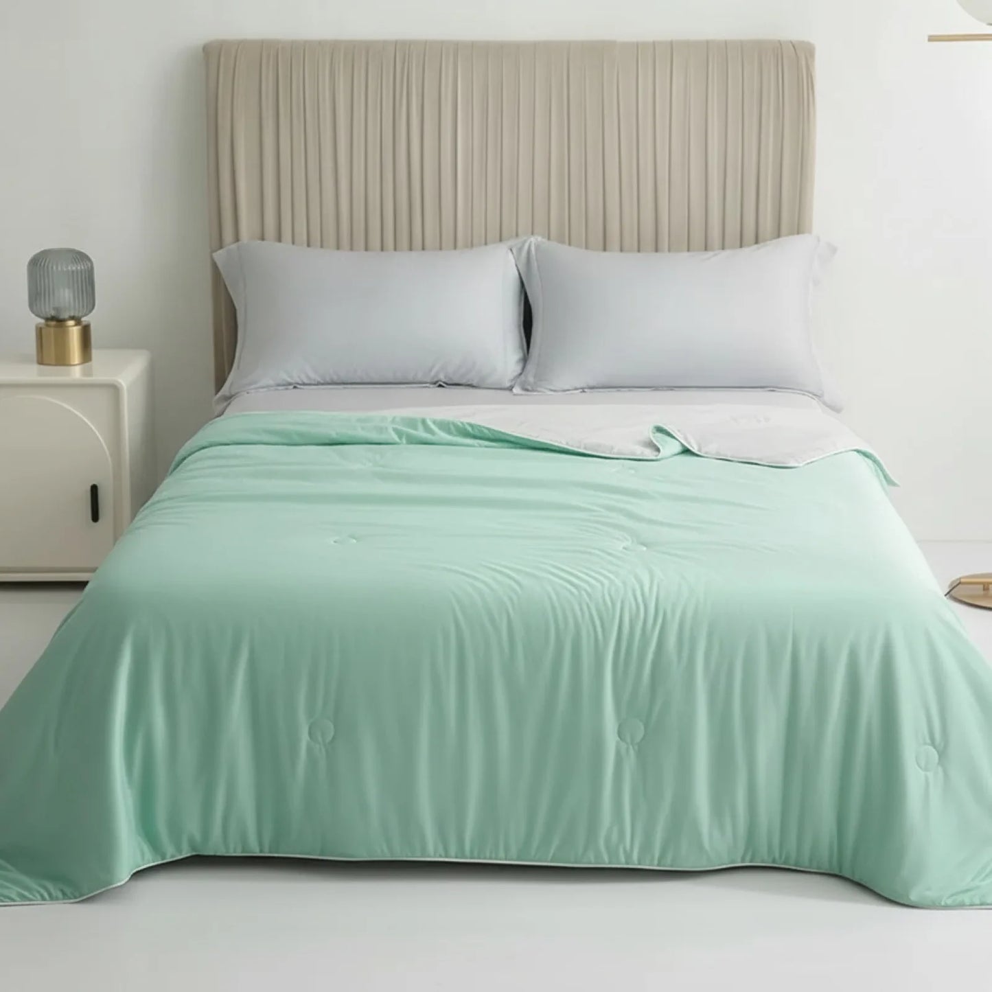Couette d'été Soie Glacée Pure Aqua Green