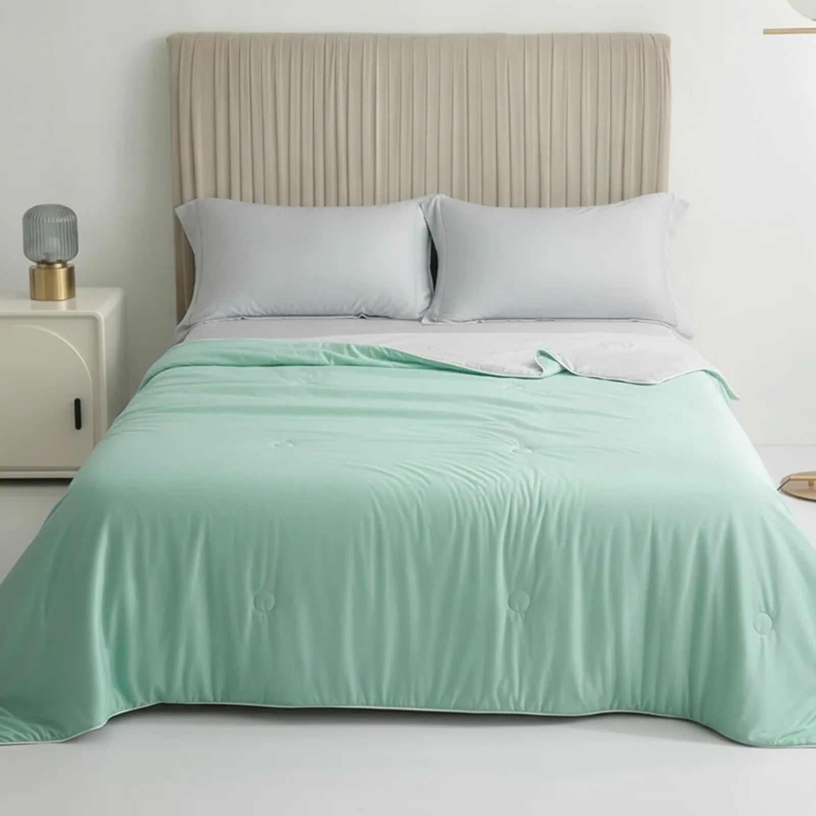 Couette d'été Soie Glacée Pure Aqua Green