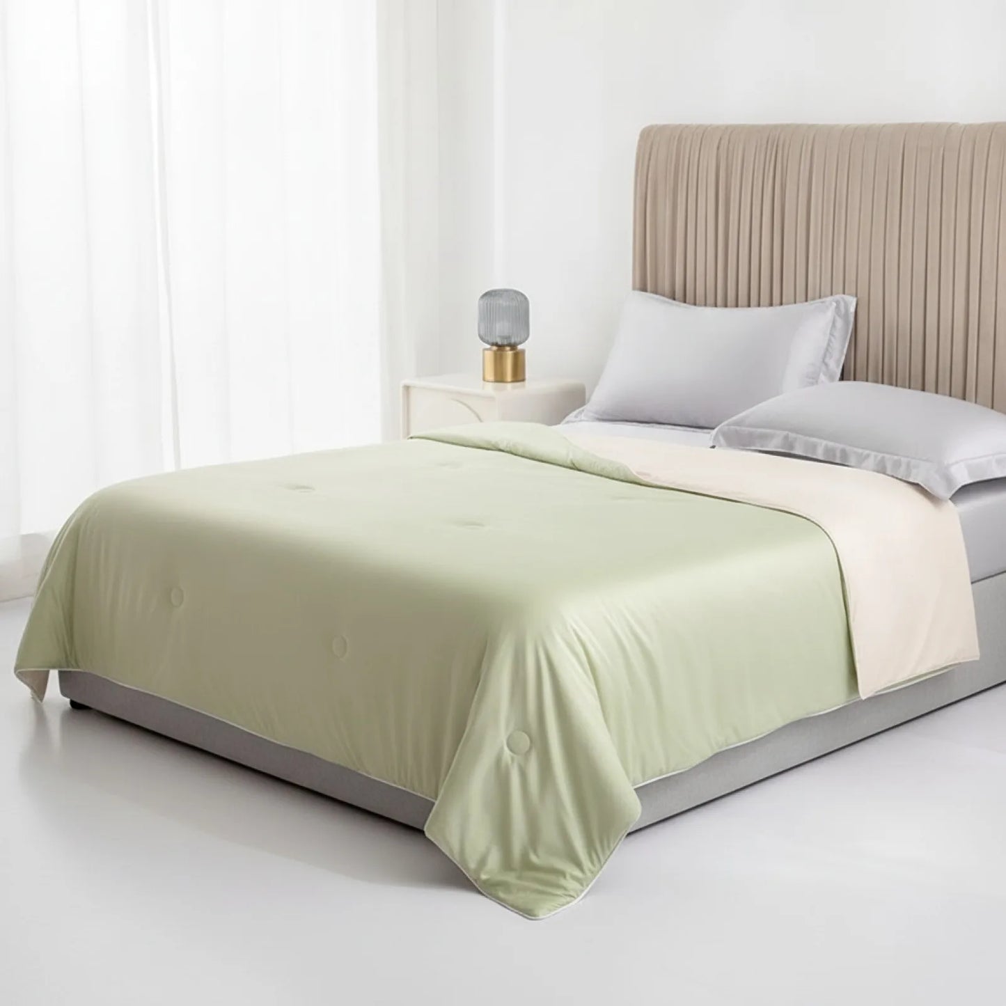 Couette d'Été Soie Glacée Vert Fruit Éclatant