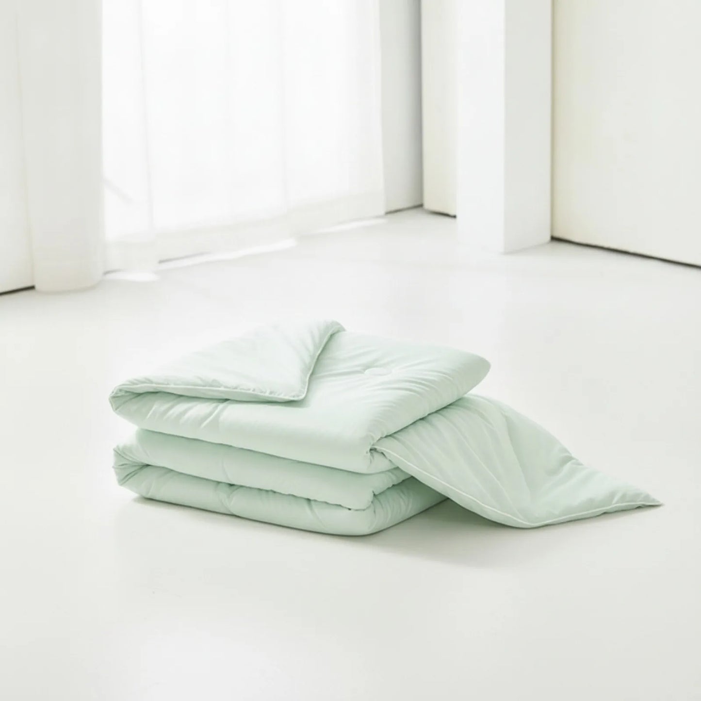 Couette d'été rafraîchissante en soie glacée verte