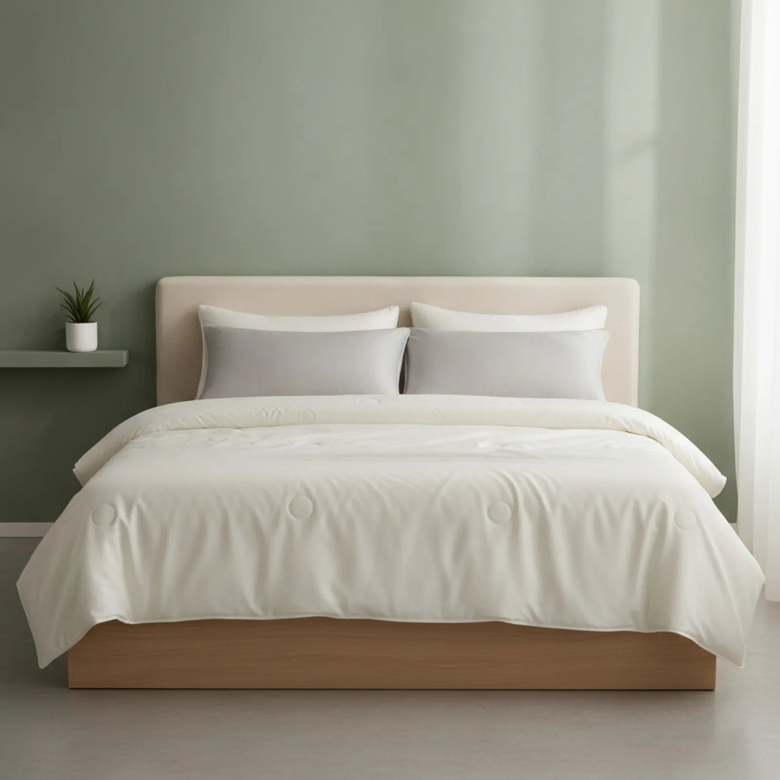 Couette d'été rafraîchissante en soie glacée blanc pur