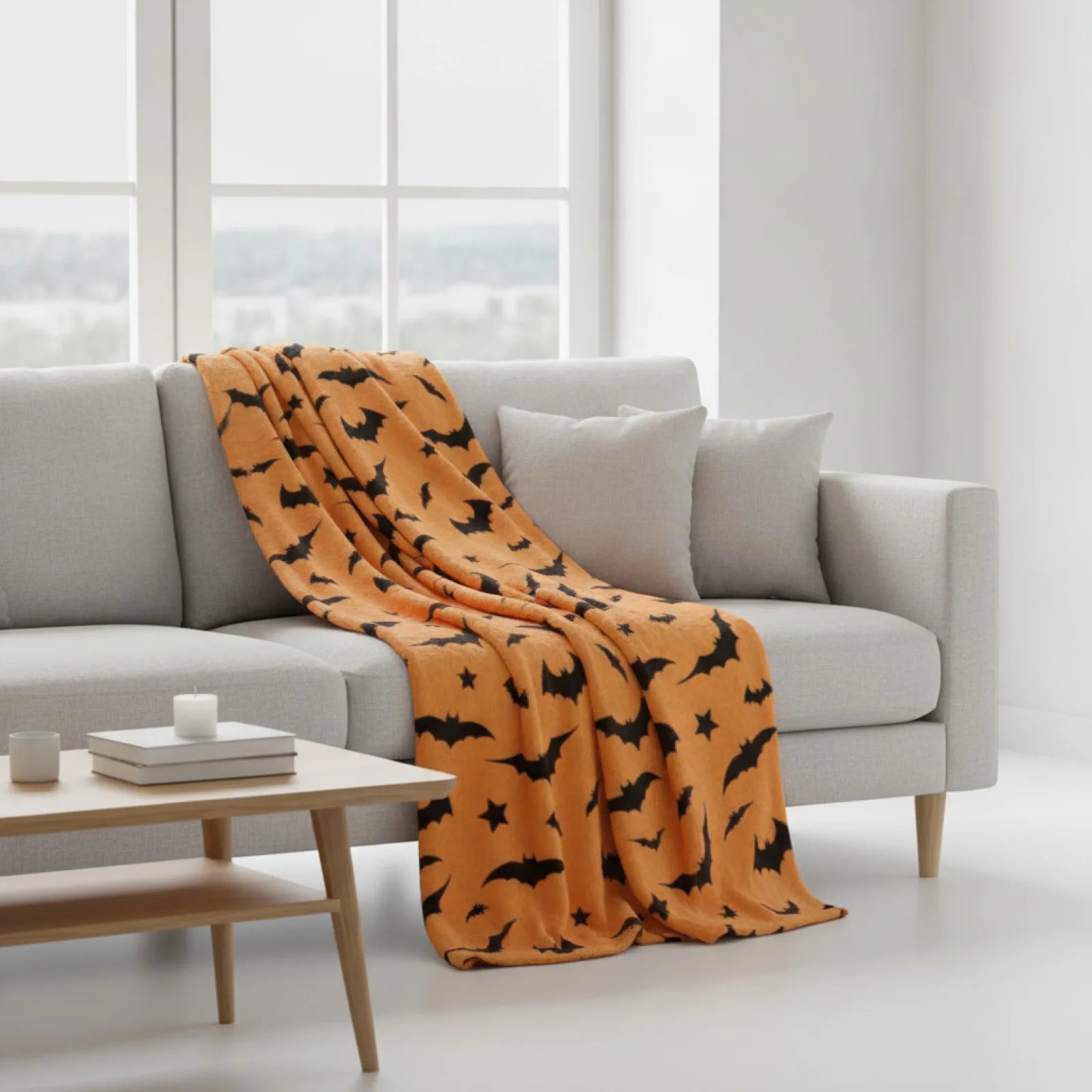 Couverture Flanelle Chauves-Souris Noires