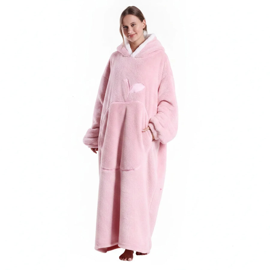 Plaid sweat à capuche géant coloris rose