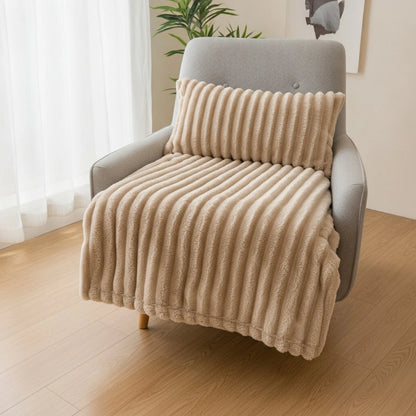 Couverture Rayée Kaki Foncé Douce et Polyvalente