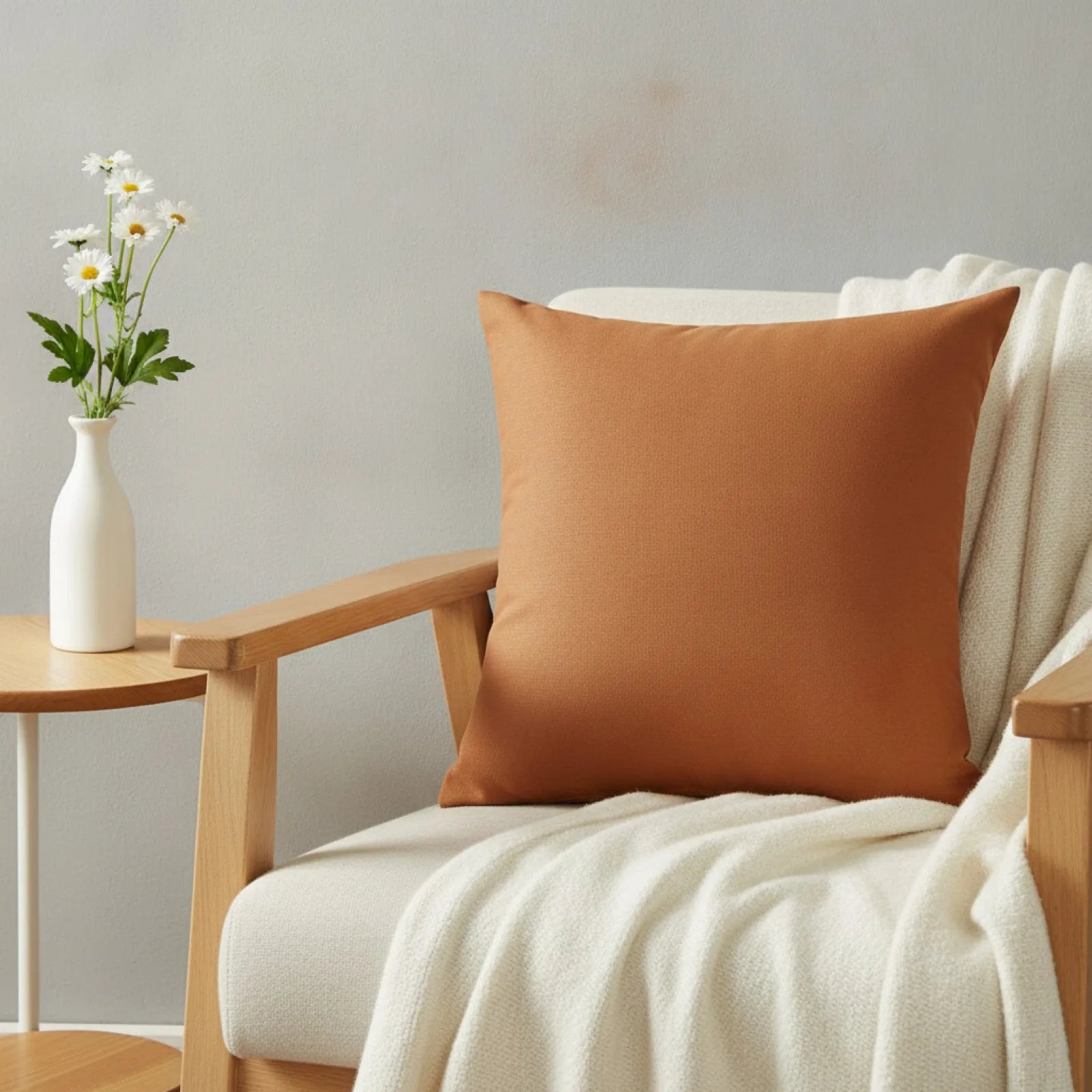Housse de coussin café clair unie