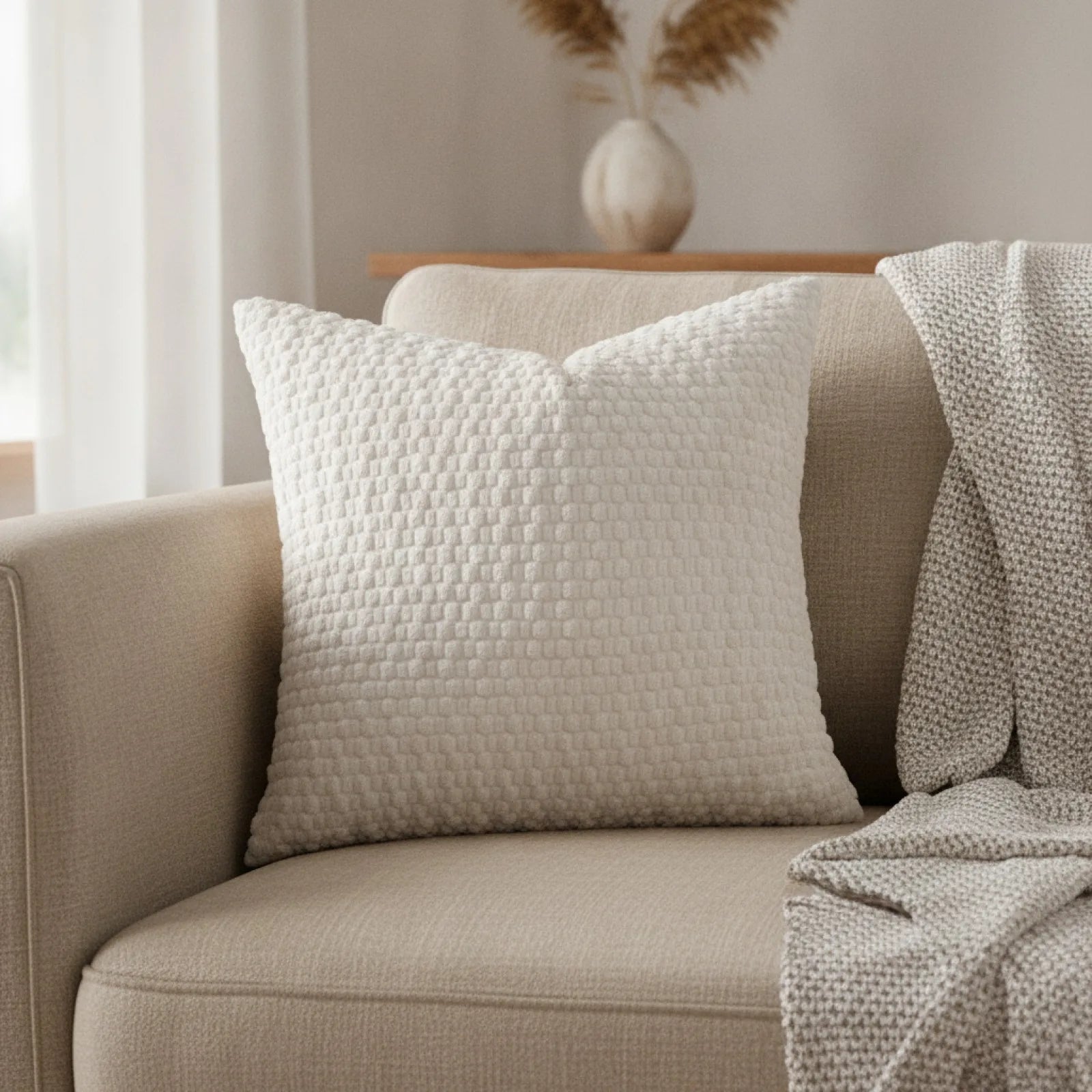 Housse Coussin Velours Côtelé Bohème Moderne Rayé