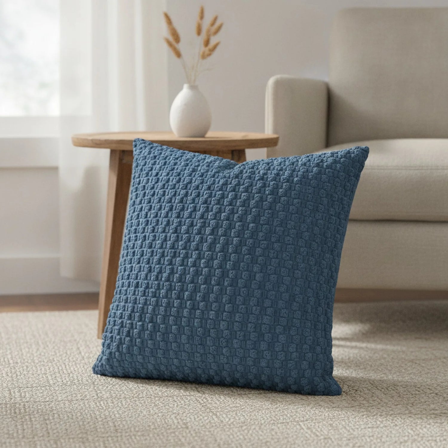 Housse Coussin Velours Côtelé Bohème Moderne Light Blue