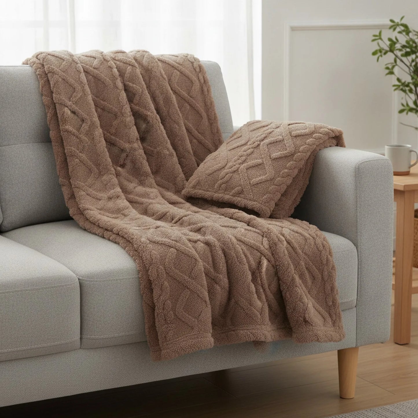 Couverture Sherpa Douce & Chaude - Coffee