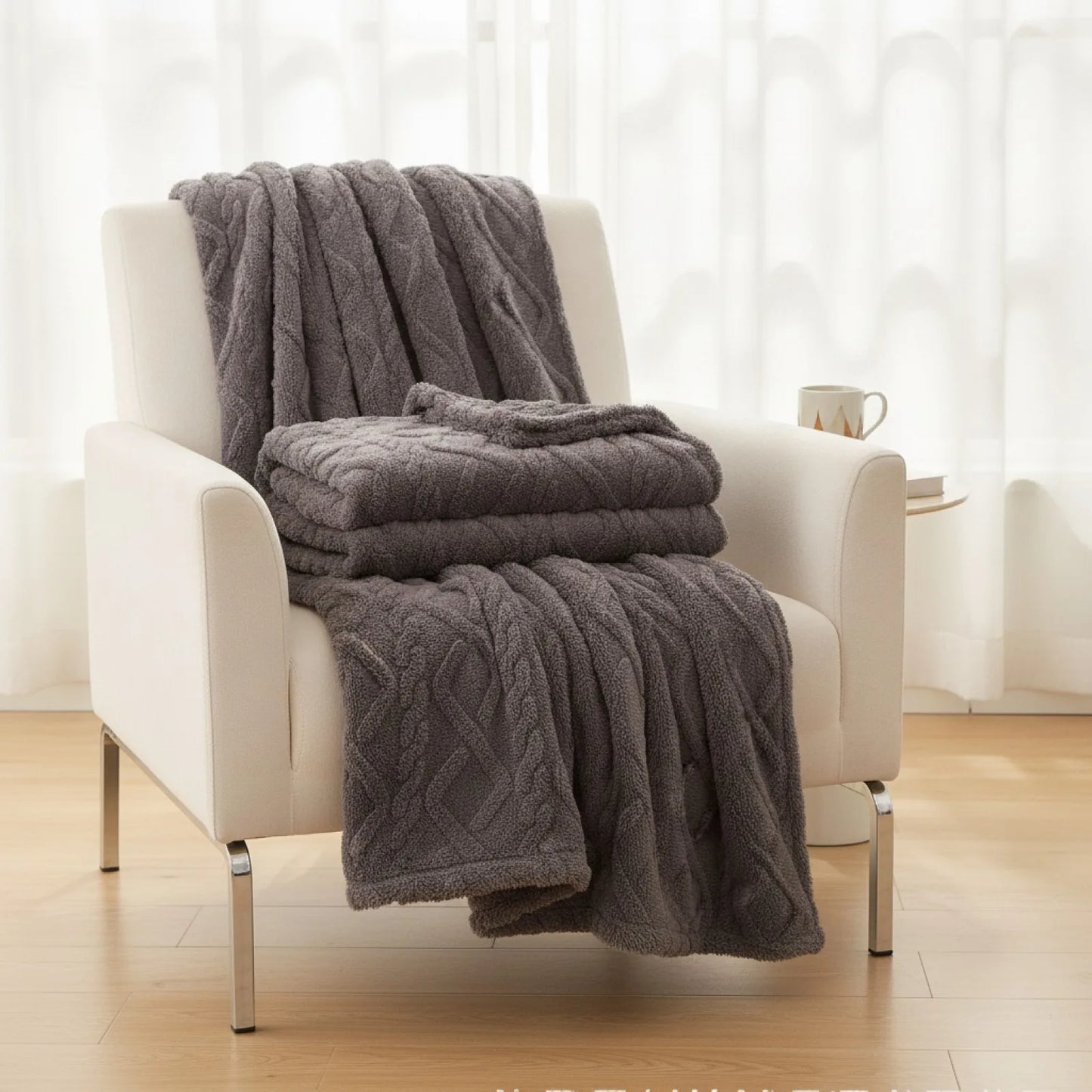Couverture Sherpa Ultra-Douce Gris Foncé