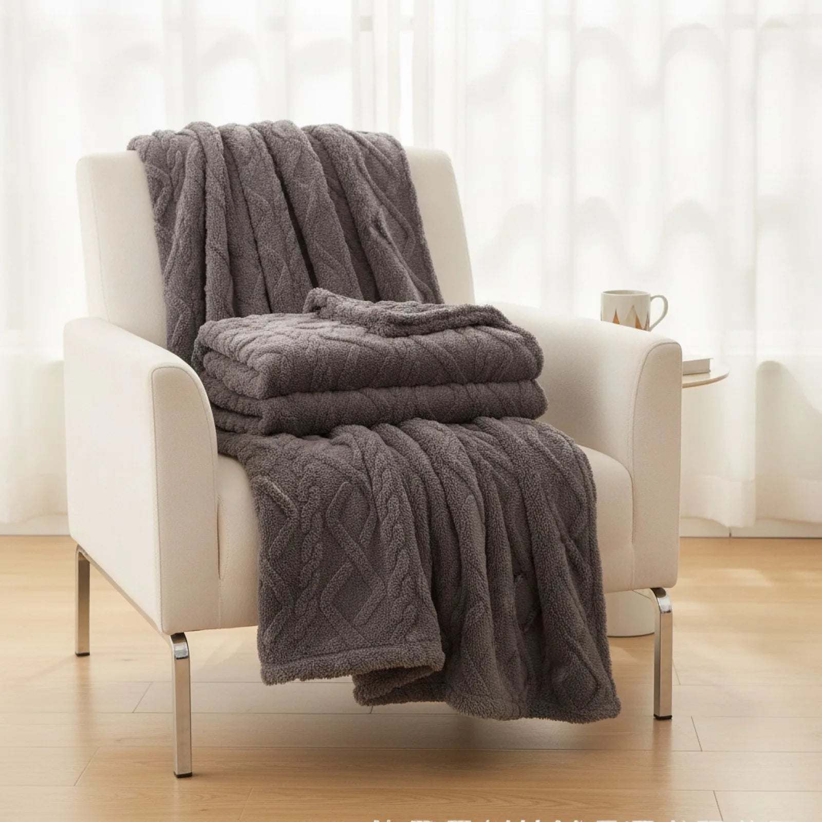 Couverture Sherpa Ultra-Douce Gris Foncé