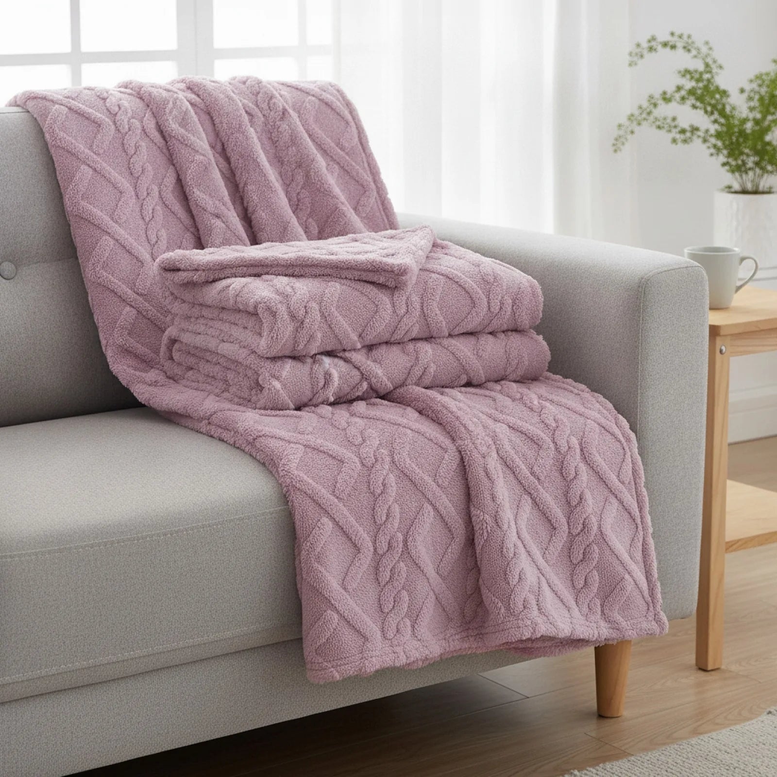 Couverture Sherpa Douce et Chaude Violet