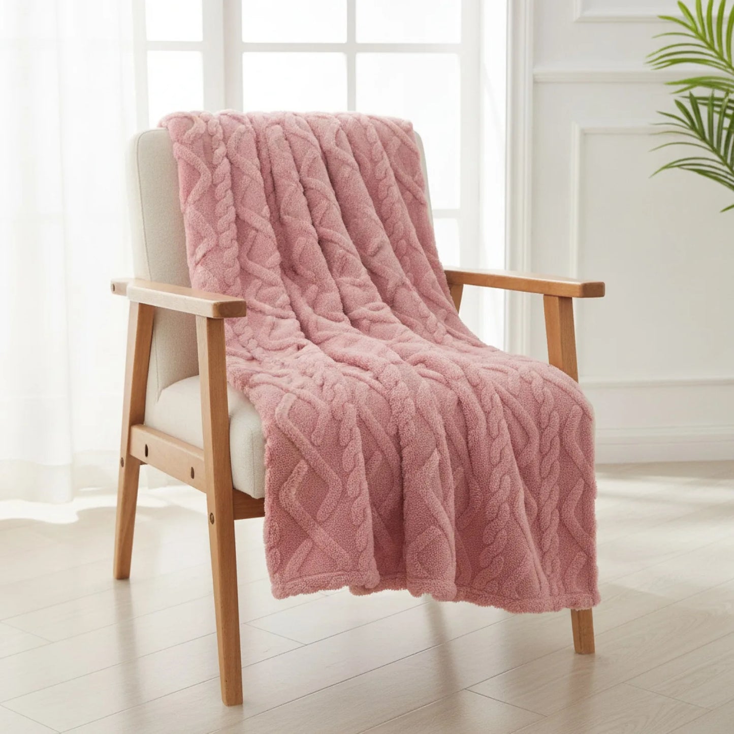 Couverture Sherpa Rose Douceur & Chaleur