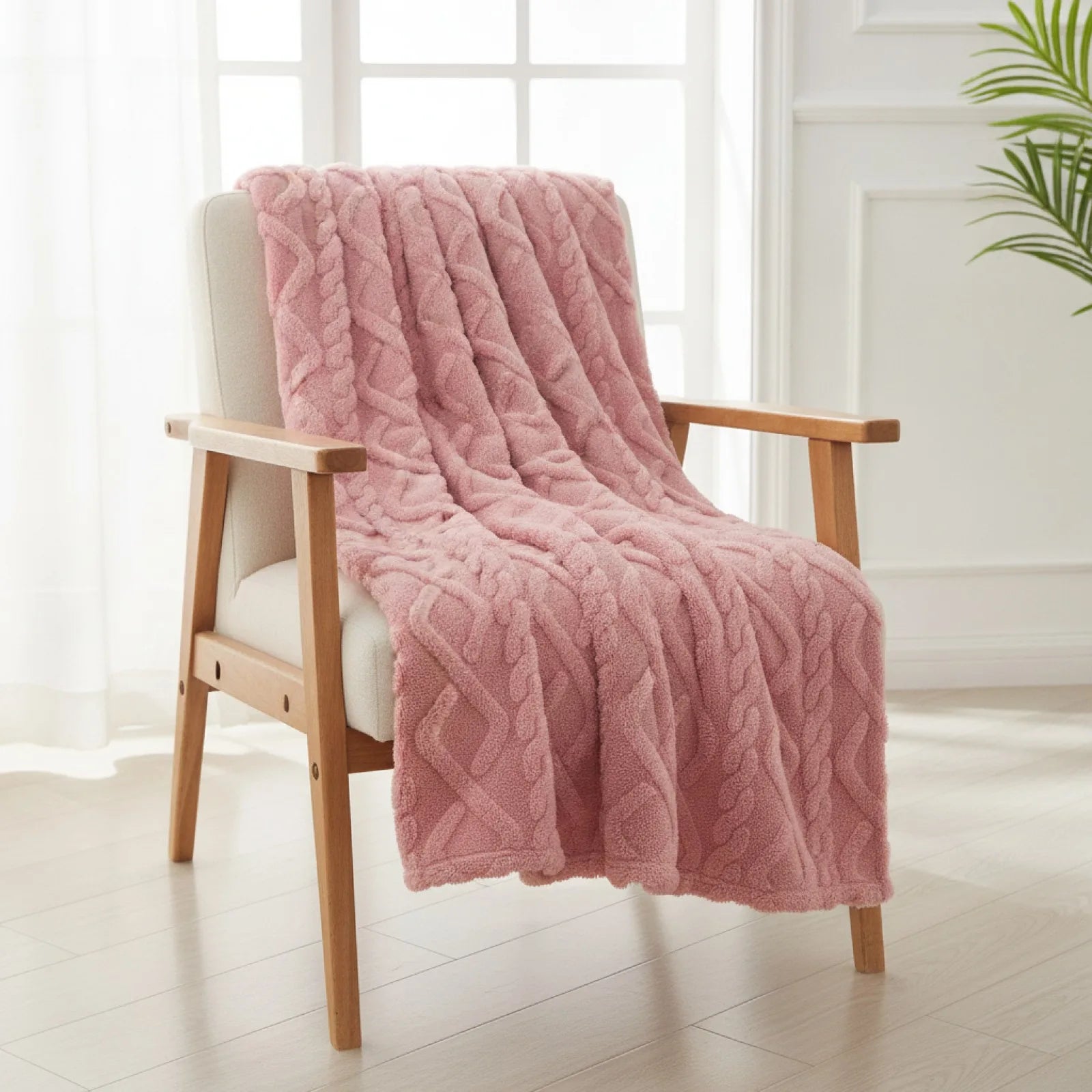 Couverture Sherpa Rose Douceur & Chaleur